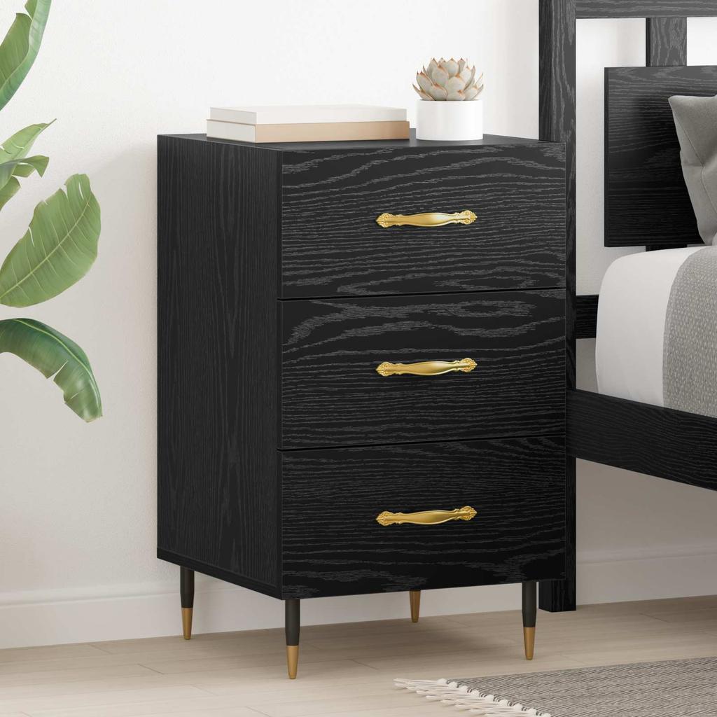Nightstand Black Oak Effect 40 x 40 x 66 cm Particleboard
