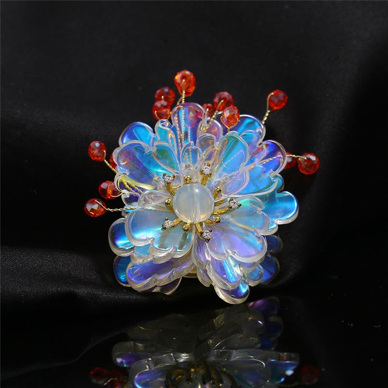 Handgefertigte glasierte Achat-Blumenbrosche Retro Promi-Temperament High-End Anstecknadel Cardigan-Accessoires