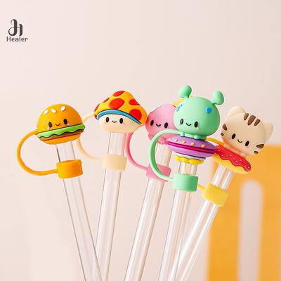 1PC Silicone Sealing Straw Plug Reusable Drinking Dust Cap Cartoon Plugs Tips Cover Suit Kitchen Cup DIY Accessories