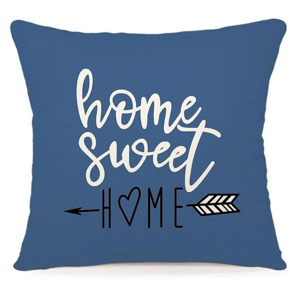Blue - Gray Floral And Slogan Pillowcasebedroom Living Room Sofa Home Decor Polyester Cushion Cover With Zipper
