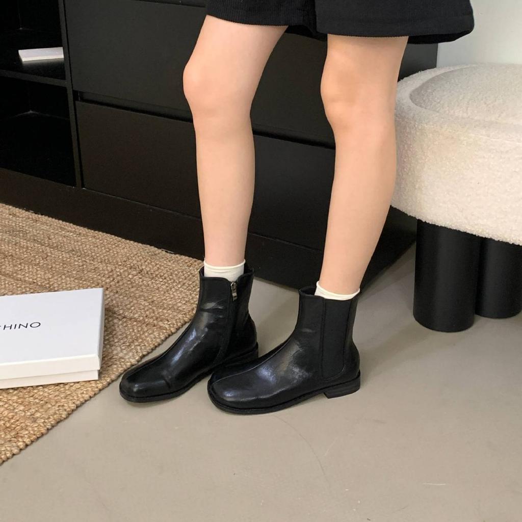 2025 New Autumn and Winter Soft-soled Rear Zipper Niche Low Tube Martin Fashion Women's Short Boots Suede Chelsea Boots