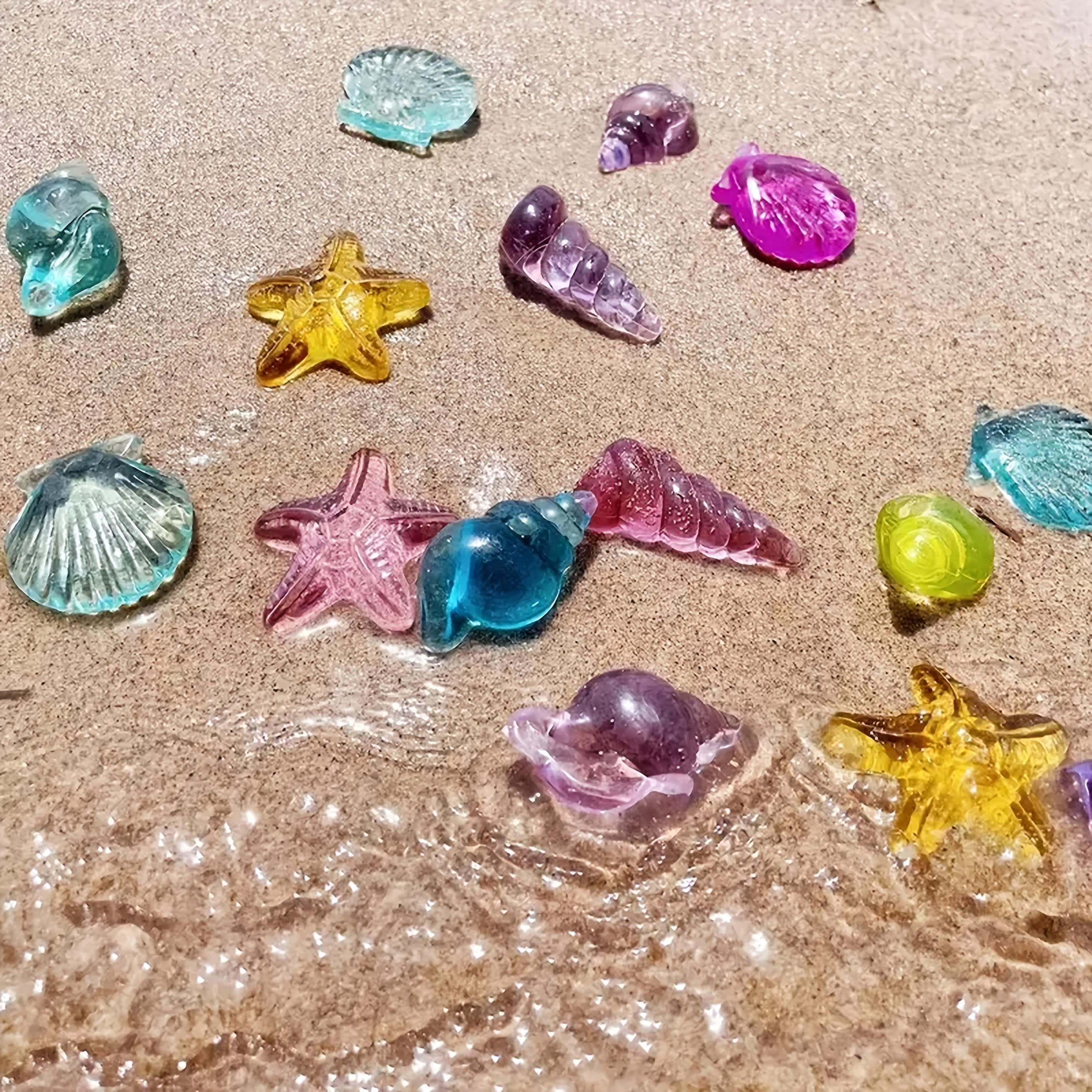 

30Pcs Artificial Shells Starfish & Crystal Decor, Colorful Ornament for Aquarium and Swimming Pool