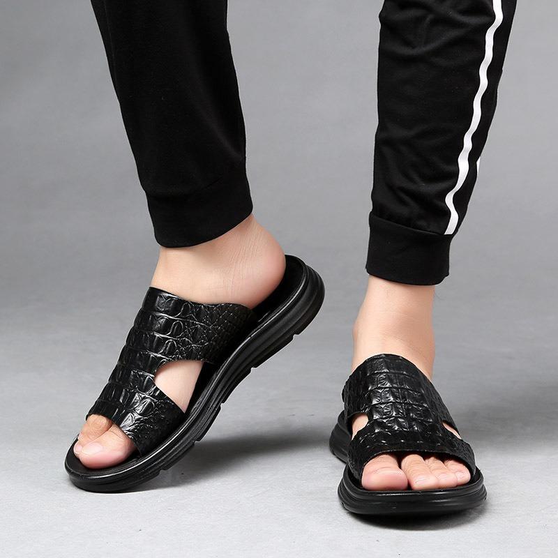 Slippers Men's Leather New Summer Casual Beach Sandals Men's Personality Wear Cool Slippers Leather Sandals