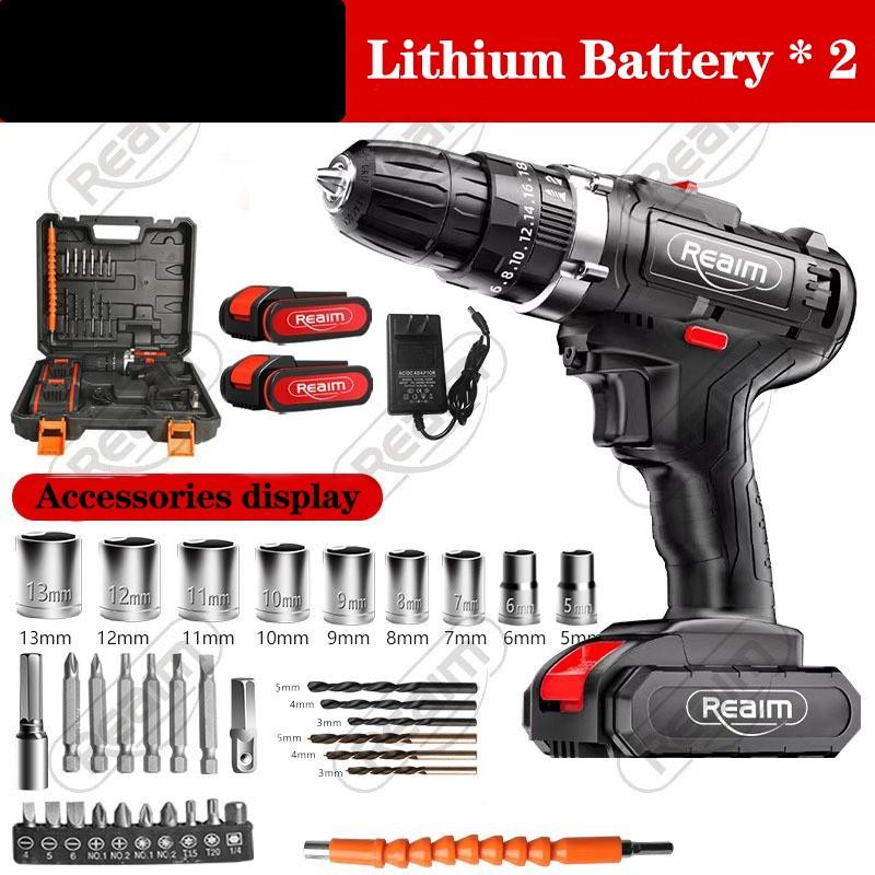 

Набор аккумуляторной ударной дрели-шуруповерта Автомобильный литиевый аккумулятор Шуруповерт Скоростное сверление Отвертка гаечный ключ 1+25 регулировка крутящего момента Drill SET + 2 *