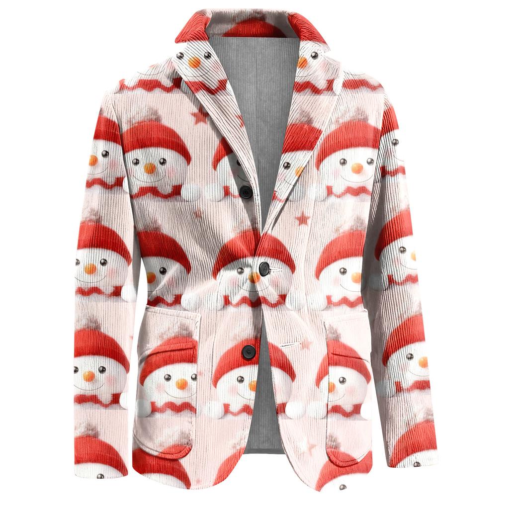 Herren Hässlicher Weihnachten Kord Warmtaschen Anzugjacke Strickjacke Herren Freizeitanzug