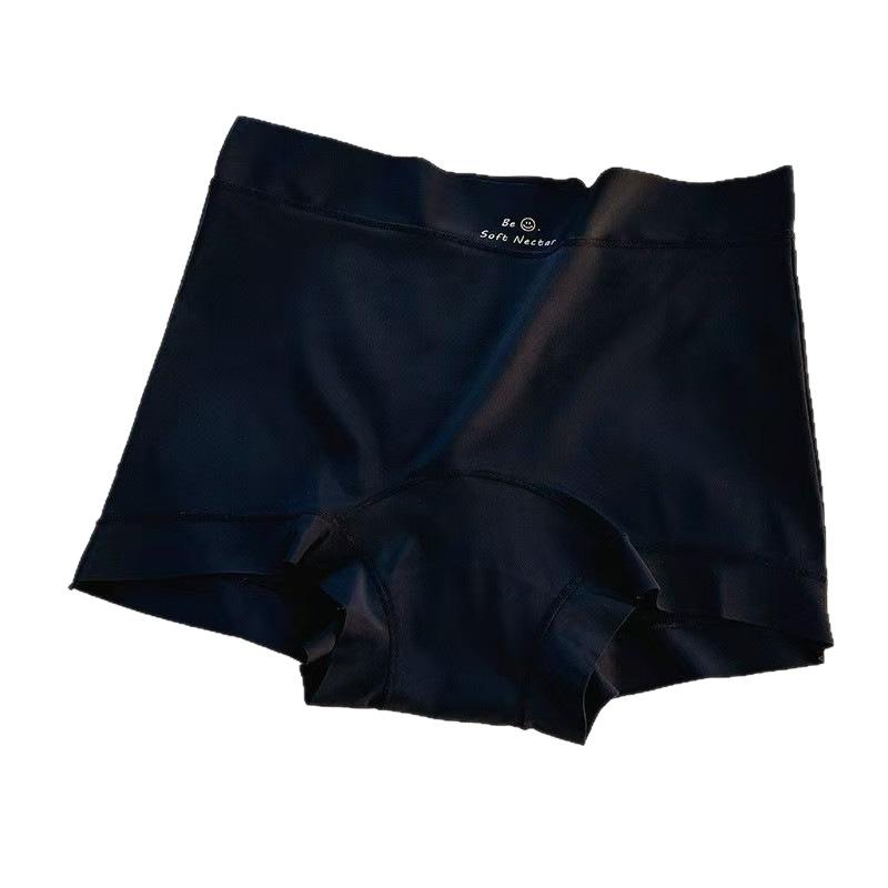 Women's Japanese Seamless Ice Silk Panties, Summer Lightweight, Extended Cotton Crotch Mid-Waist Boxer Briefs.