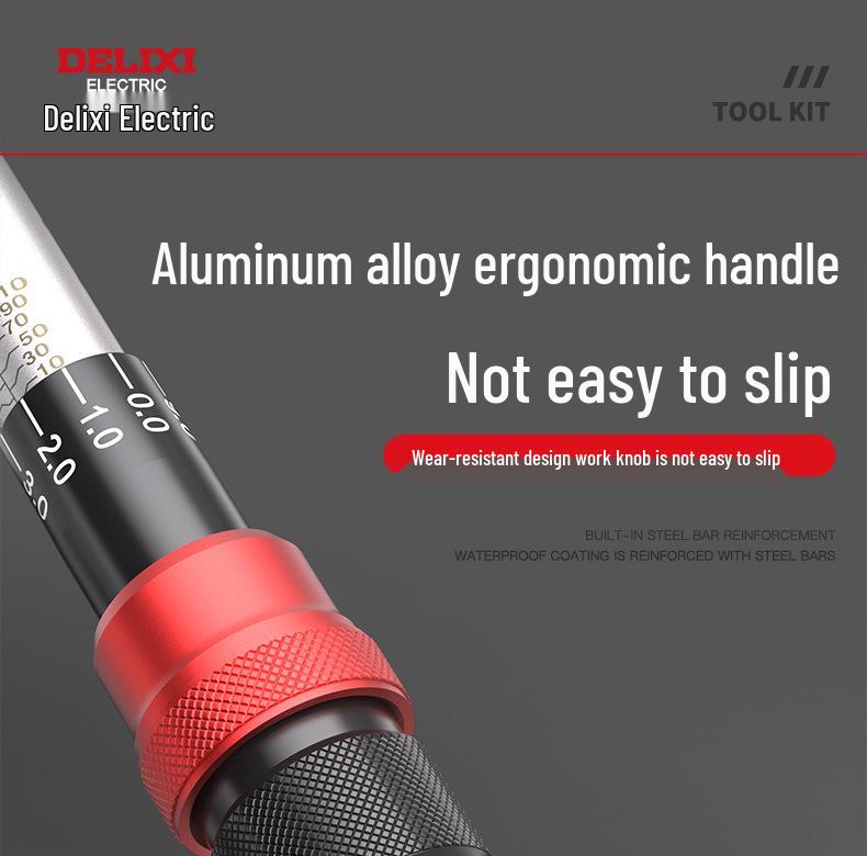 Delixi Electric High-Precision Adjustable Torque Wrench, 72-Teeth, Bidirectional Ratchet