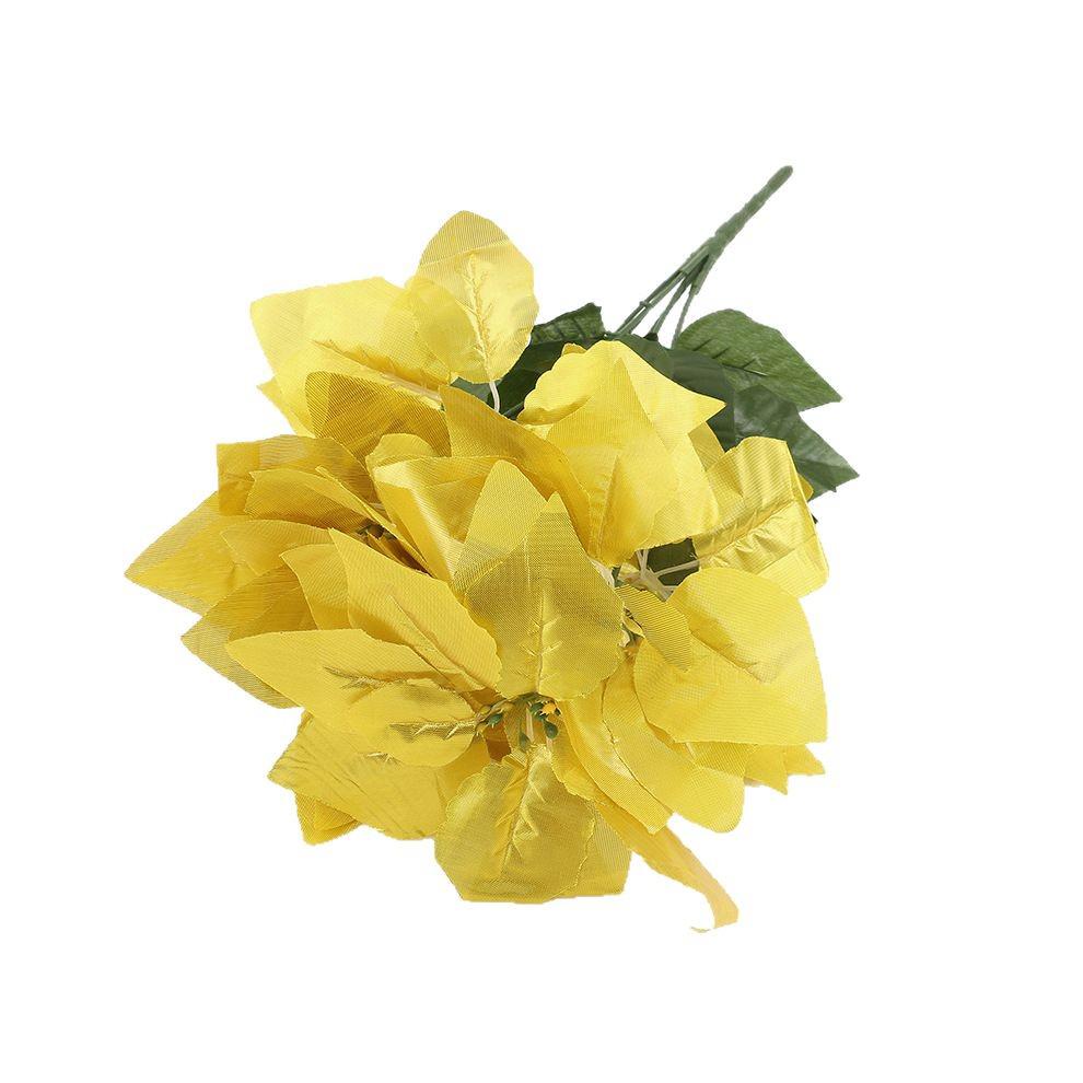 Christmas Poinsettia Decoration: 5-Head Artificial Flower, Three-Dimensional Double Layer for Tree and Wreath Accessories