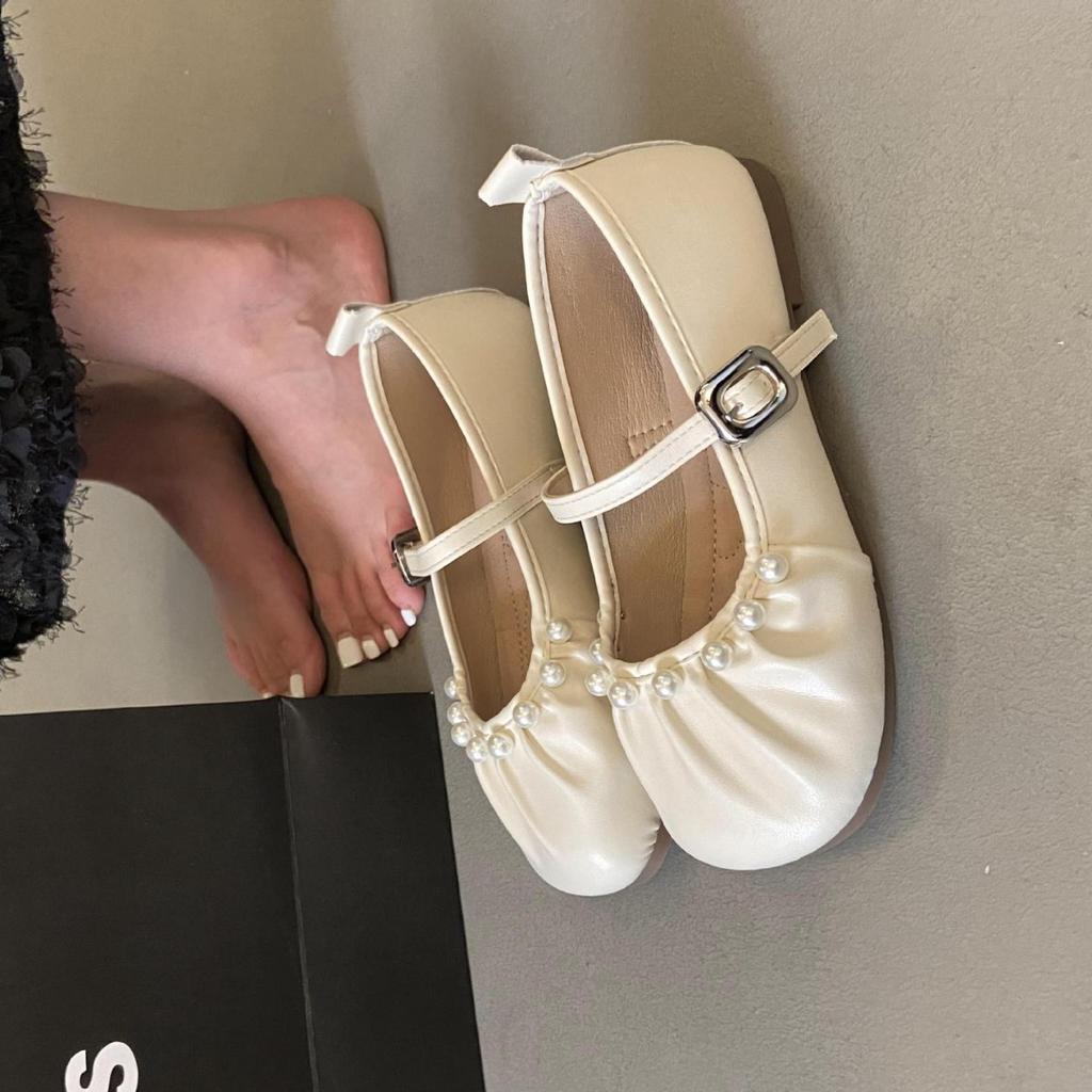 Shallow Single Shoes Women's 2025 Spring and Autumn New Flat-bottomed Buckle with Skirt Mary Jane Shoes