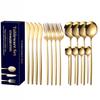 16/24Pcs Gold Stainless Steel Tableware Food Safe Durable Perfect For Home Kitchen Restaurant Party Use