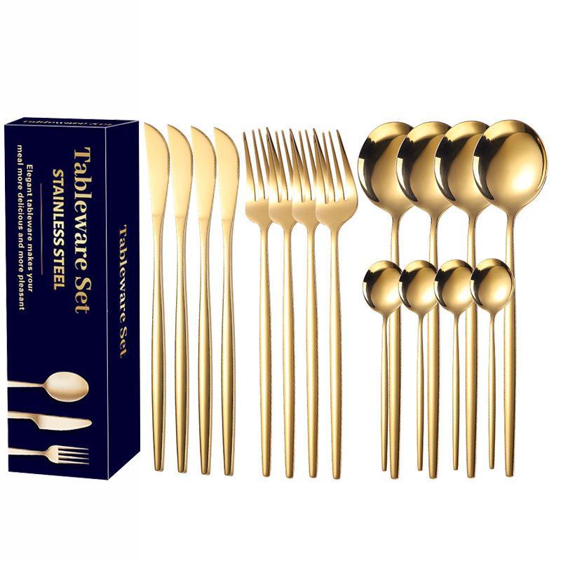 16/24Pcs Gold Stainless Steel Tableware Food Safe Durable Perfect For Home Kitchen Restaurant Party Use