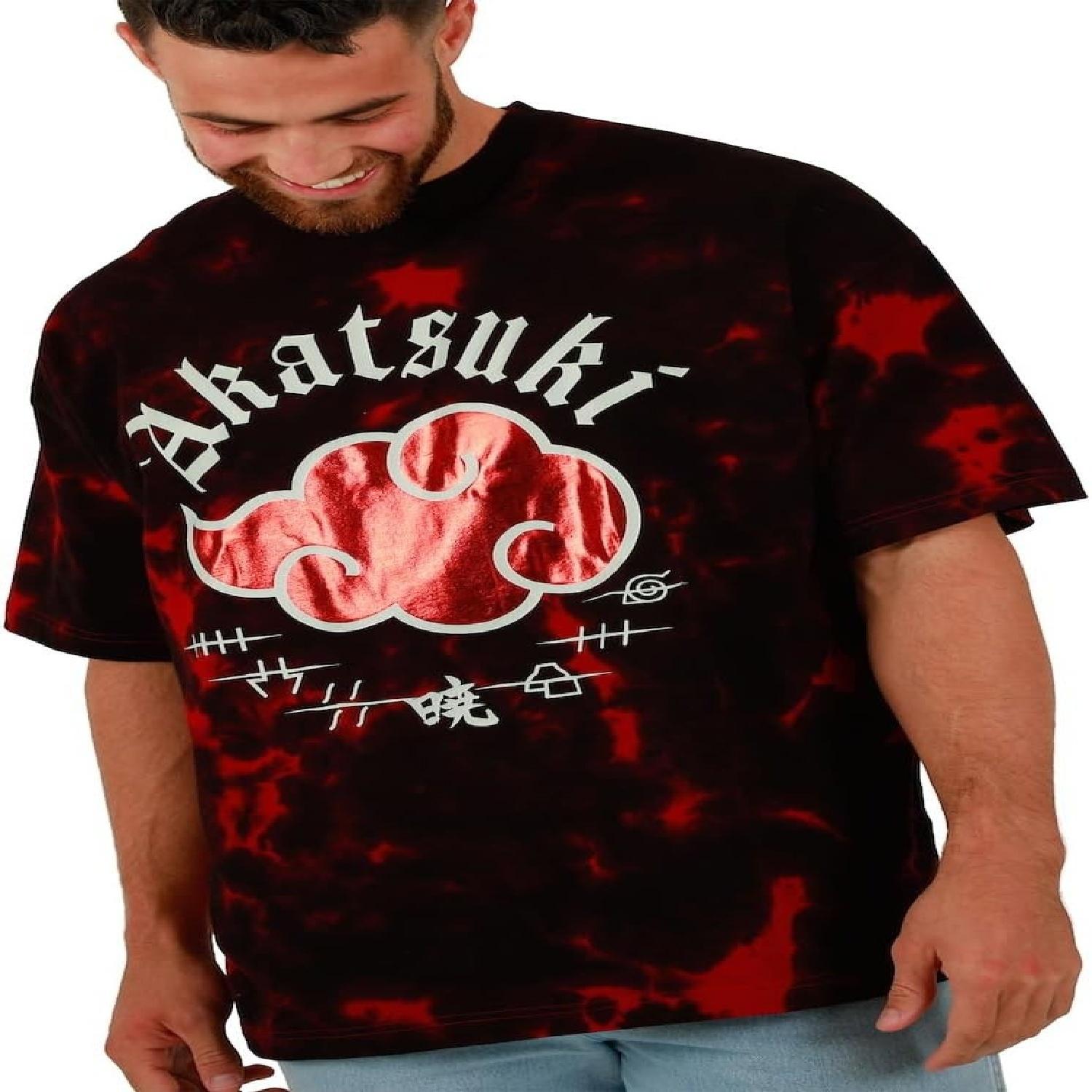 

Naruto Akatsuki Cloud Crew Neck Short Sleeve Oversized Drop Shoulder Red & Black Cloud Wash Men’s T-Shirt XXXXXL чорний