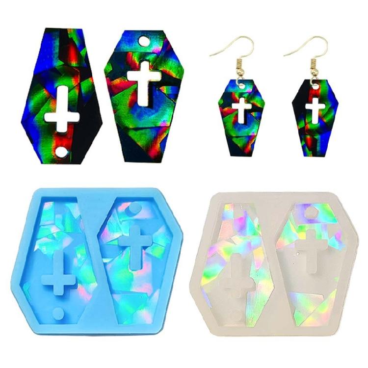 Silicone Mold DIY Hexagonal Cross Earring Keychain Pendant Mould Resin Molds