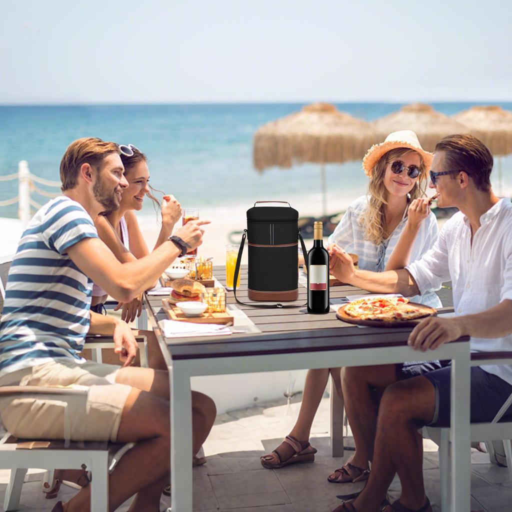 Wine Bottle Cooler Bag Leakproof Tote Carrier Storage Pouch Reusable Wine Carrying Case For Beach Traveling Work Lunches Trips