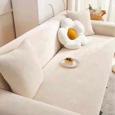 Fundas de sofá de terciopelo para sala de estar, color sólido, felpa en forma de L, funda de sofá de esquina, protector elástico, funda gruesa, 1/2/3/4 plazas