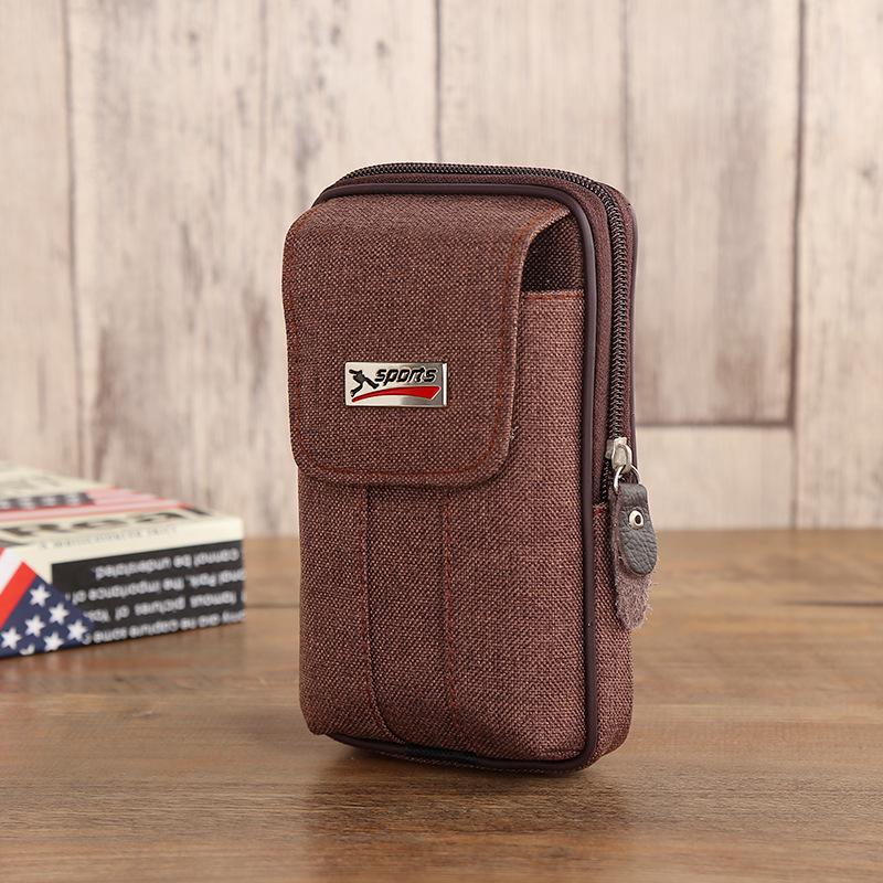 Men’s Leather & Canvas Multi-Style Waist Bag with Phone Holder