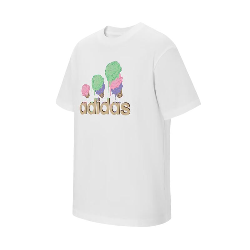 

Adidas Comfortable Soft Letter Moisture Wicking Breathable Short Sleeve T-Shirt Unisex Tops White KE6195 S