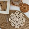 Round Lace Coaster Handmade Hearted Shaped Lace Coasters INS Woven Embroidery Floral Cup Pads Desktop Decorative Placemat