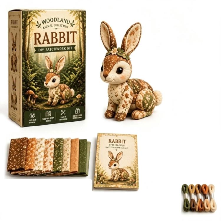 Beginner Patchwork Project Set with Animal Pattern, Pre-Cut Felt Fabric and Guided Instructions for DIY Sewing Craft