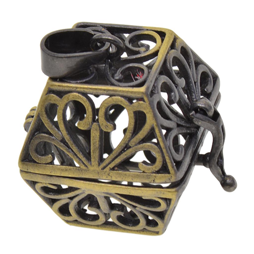 Hollow Magic Box Pendant DIY Necklace Accessories Copper Charms for Decor