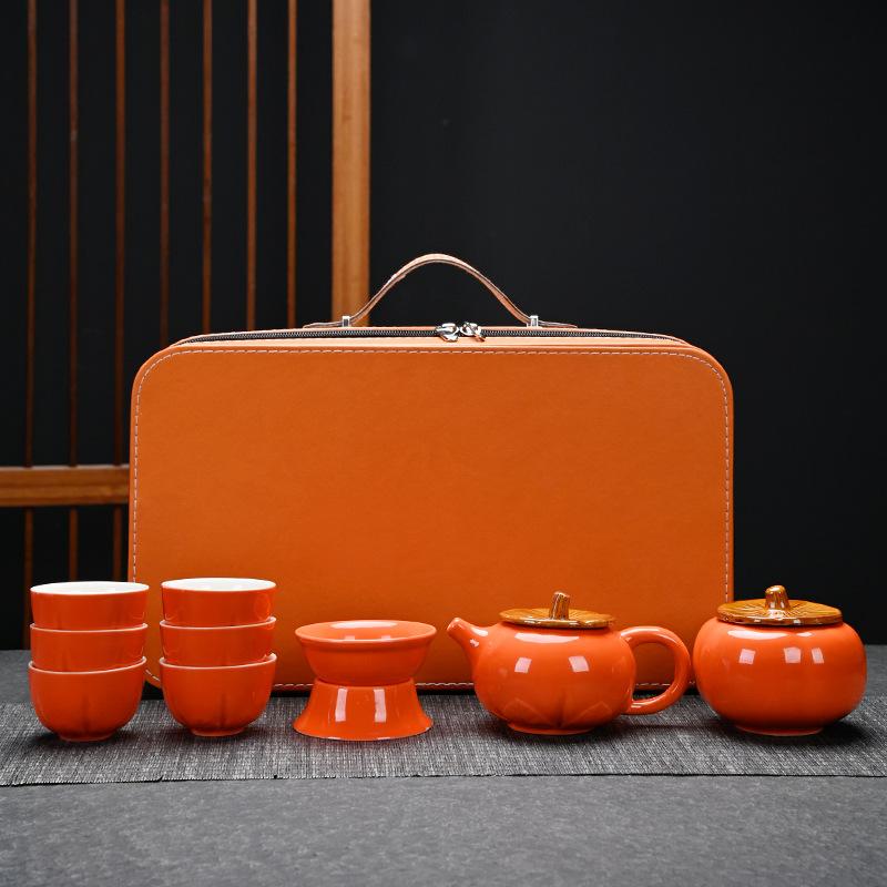 Creative Things Persimmon Ruyi Kung Fu Tea Set Gift Box Teapot Tea Can Company Business Wedding Gift