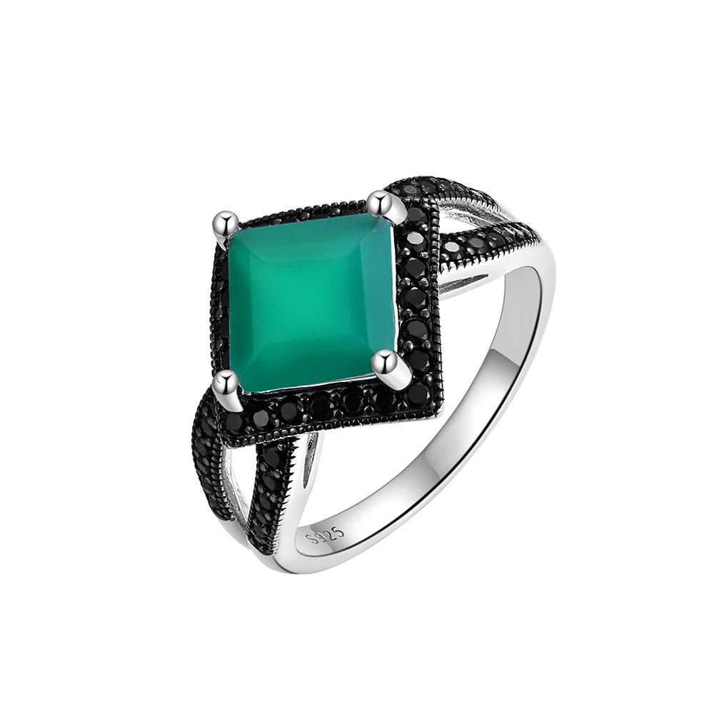 

Кольцо с квадратным дизайном из натурального зеленого агата, элегантное и благородное, из стерлингового серебра 925 пробы, изящное ювелирное украшение для женщин, подарок на день рождения US RING SIZE:10# зелёный