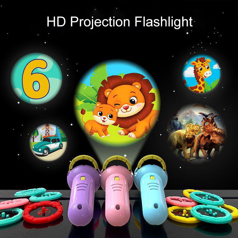 Lanterna cu Proiecție, Jucărie Educativă Luminoasă pentru Copii cu Diapozitive, Lampă cu Diapozitive, Jucărie Lampă de Noapte cu Imagini pentru Copii Băieți Fete