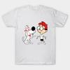 Men Black Print T-shirt Mr. Peabody And Sherman No-Cut Transfer Paper Print Cotton Tshirt