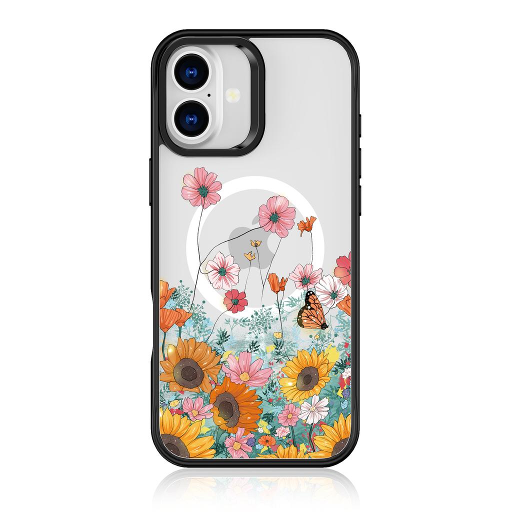 Mobile Phone Case for IPhone16pro Transparent Protective Case N52 Magnetic Phone Case Colored Pattern