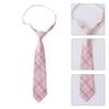 Pink Checkered Pre-Tied Neck Tie Japanese JK Girl Student Uniform Necktie Bowtie