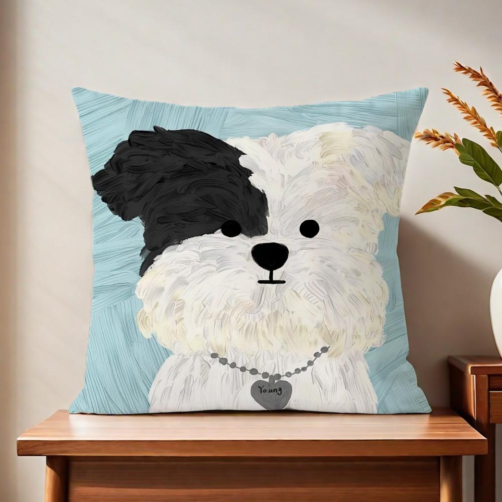 Dog Cute Cartoon Cushion Cover For Pillow Printing Sofa Decoration Home Car Room Coffee Shop Office Nordic Simplicity