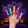 Plastic Projection Flashlight Halloween Finger Projector Light with Pumpkin Ghost Bat Patterns, Glowing Ring Toy for Kids, Spooky Party Prop LED Lamp