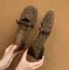 Designer Vintage Women Warm Fur Flats Shoes Fashion Shallow Belt Buckle Spring Autumn Ladies Comfort Loafers Women's Ankle Boots