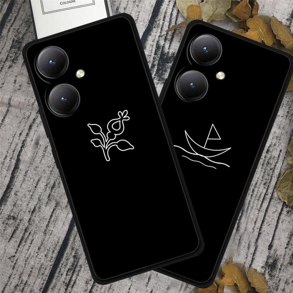 Black TPU Soft Case for Y27 4G, Y35, Y35m+, Y55T 5G Phones - Cross-Line Design
