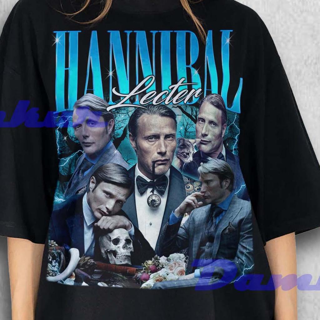 Maglietta Hannibal Lecter, Maglietta per Fan di Hannibal Lecter, T-shirt Hannibal Lecter, Magliette Mads Mikkelsen, Maglietta Retro Mads Mikkelsen Merchandising Regalo