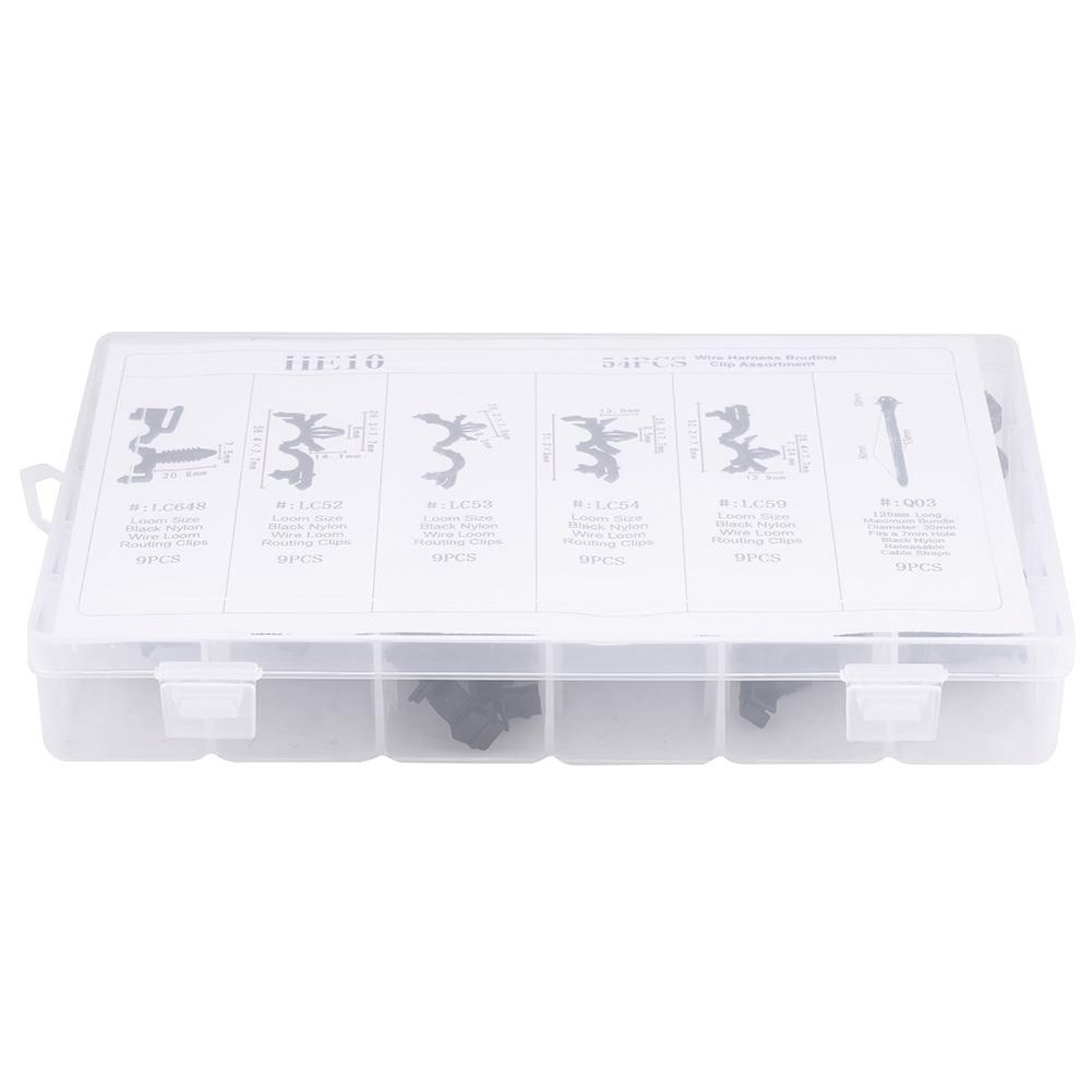 54pcs 6 Sizes Assorted Car Wiring Harness Wire Routing Clip Convoluted Conduit Clip