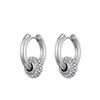 Classic Women's Hoop Earrings Stainless Steel Crystal Rhinestone Round Geometric Gold Silver Color Vintage Jewelry Party Gift