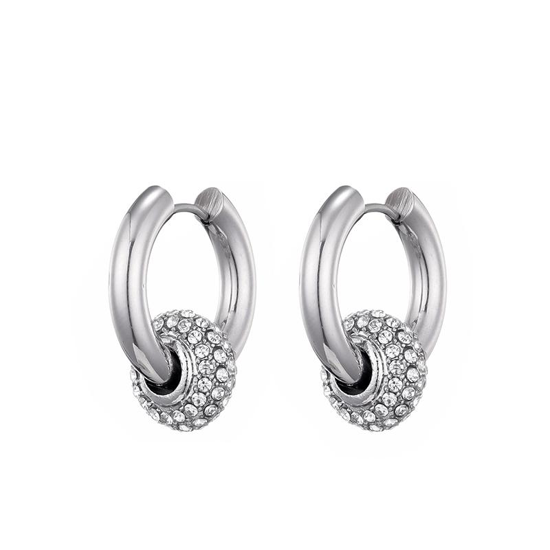 

Classic Women s Hoop Earrings Stainless Steel Crystal Rhinestone Round Geometric Gold Copper Color Vintage Zircon Party Gift