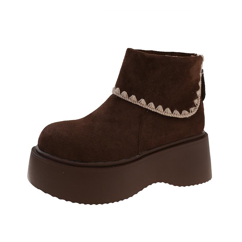 Retro style short boots versatile boots women's autumn and winter new small muffin bottom heightening Martin boots women's