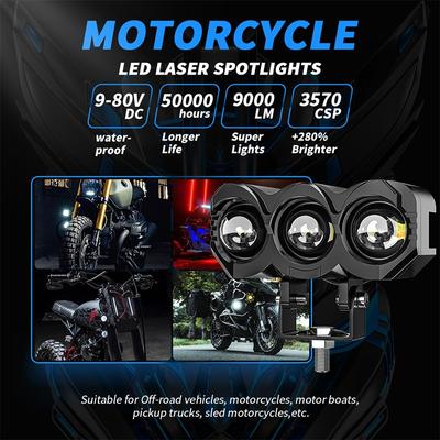 30W Mini LED Motorcycle Headlight Spotlight Angel Light With 3 Lights White And Yellow Double Light Fog Lights