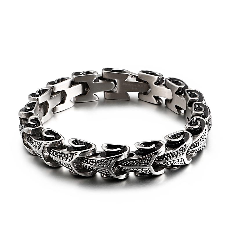 

Punk Stainless Steel Dragon Grain Wrap Bracelets for Men Vintage Bracelet & Bangle Personalized Armband Jewelry Lucky Gift 19cm Length