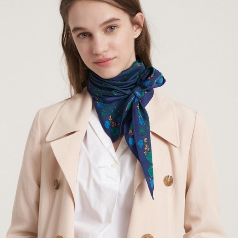 BB’DE SOLI’DE Flower Check Silk Scarf 3color