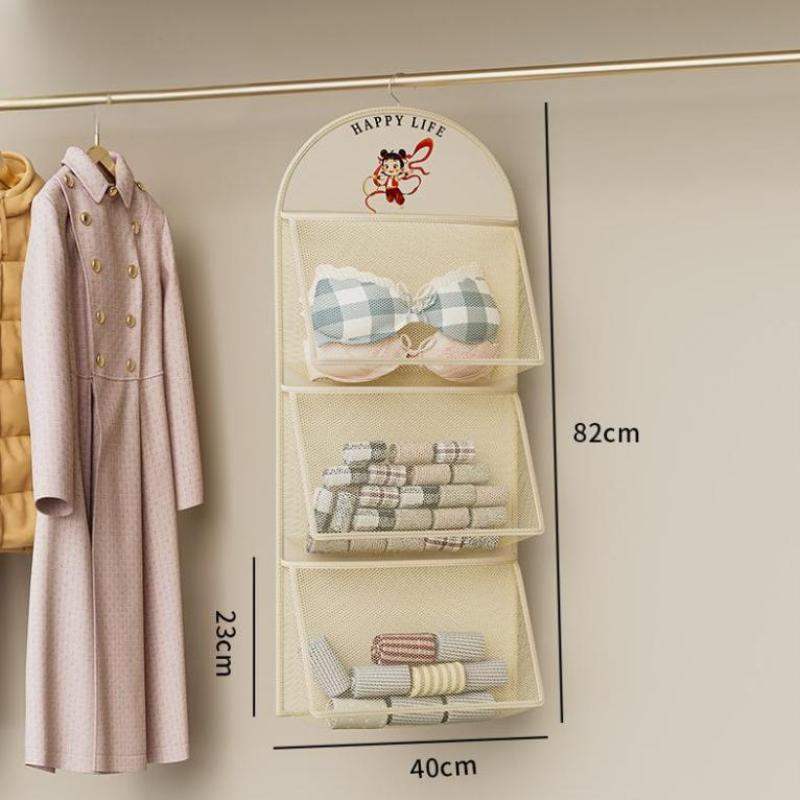 2/3-lagige Aufbewahrungstasche mit großem Fassungsvermögen, Netzbeutel zur Aufbewahrung von Unterwäsche und Socken, atmungsaktiver Schrankorganizer mit Kleiderbügel