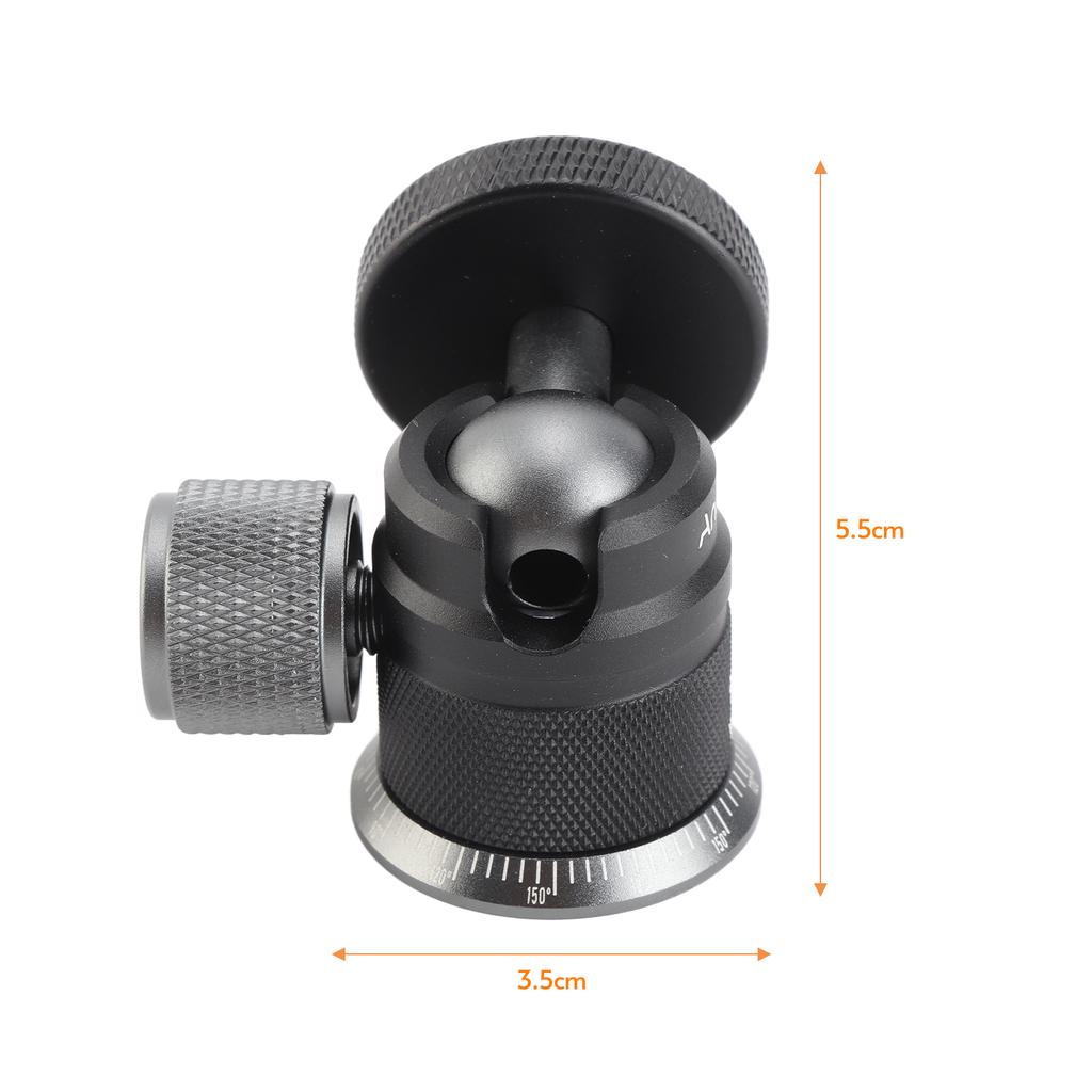 Aluminum Alloy Ball Head 360 Degree Rotation 180 Degree Folding Dual U Shape Slot 1 4in Mount Tripod Ball Head