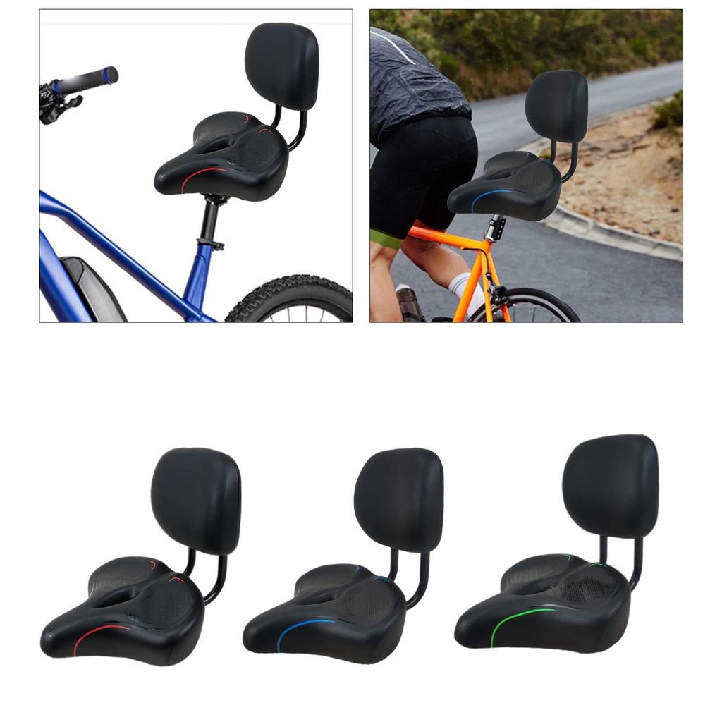 Saddle Bike Seat with Backrest Biking Height Adjustable Exercise Cushion Women Men