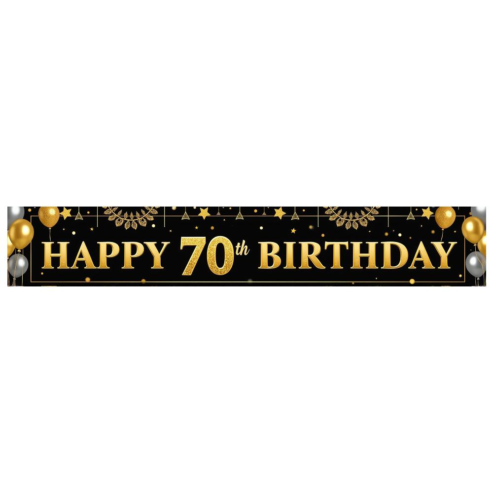 Anniversary Party Banner Reusable Milestone Celebration Banner Happy 70th Birthday Banner Polyester Material For Outdoor