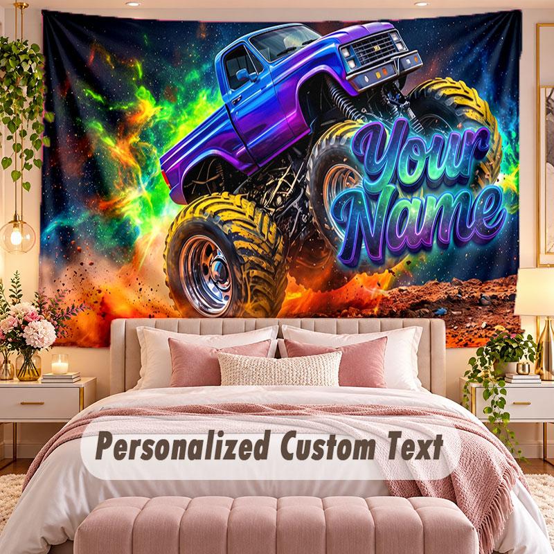 Camión (1) Tapiz de Pared Temático Personalizado Con Texto de Nombre Tapiz Colgante Personalizado Para Decoración de Dormitorio Sala de Estar