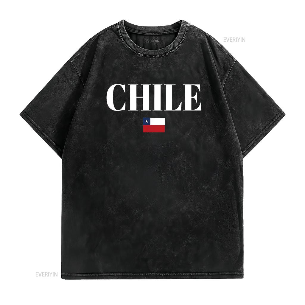 CHILE Flag Women T Shirt Vintage Washed Graphic Unisex Fashion Stylish Soft Top For Everyday Wear Designer Clothes Versatile