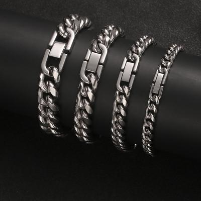 Pulsera Cubana de Acero de Titanio de Lujo Ligero: Unisex, Diseño Nicho, Estilo Moderno para Parejas y Estudiantes