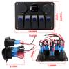 5 sets of rocker switch panels, 12-24V, with dual USB socket 4.2A+voltmeter LED light and cigarette lighter.